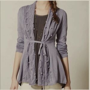 Anthropologie Knitted & Knotted Belted Bubble Cardigan Sweeter Size Small Petite